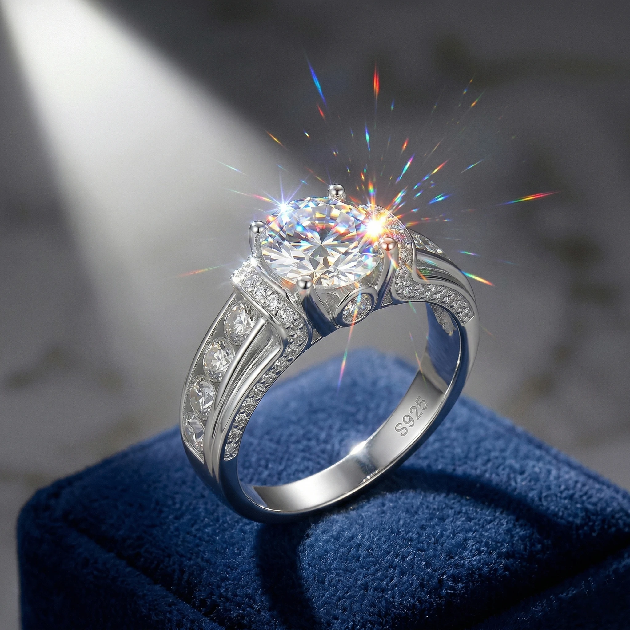 

3 Carat Round D Color VVS1 Moissanite Ring, 925 Sterling Silver, 4 Prong Setting, Jewelry Gift, With Certificate