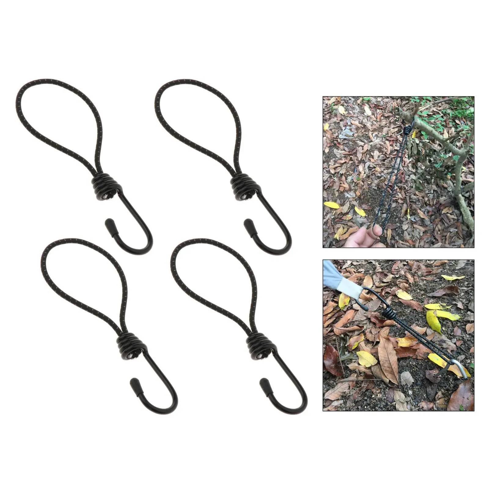 4-part Bungee Hook Binding Tarpaulin Elastic Stretch Cord Straps with Hooks,