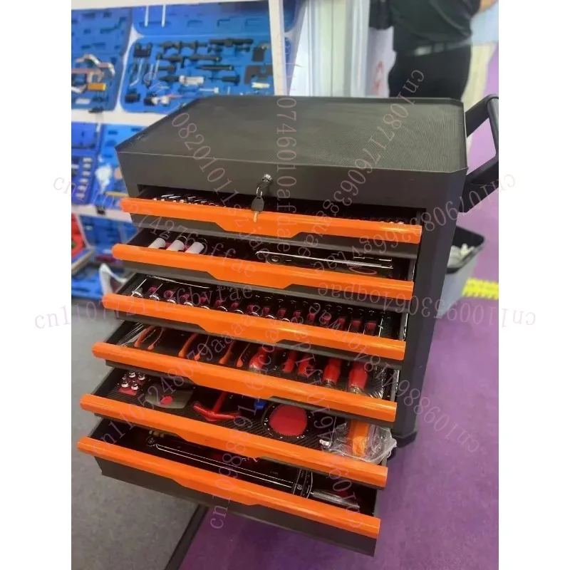 

7 Drawers Garage Storage 200-421Pcs Tool Sets Box Chest Workshop Trolley Cabinet for Auto Repair Tools Packaging Home Use