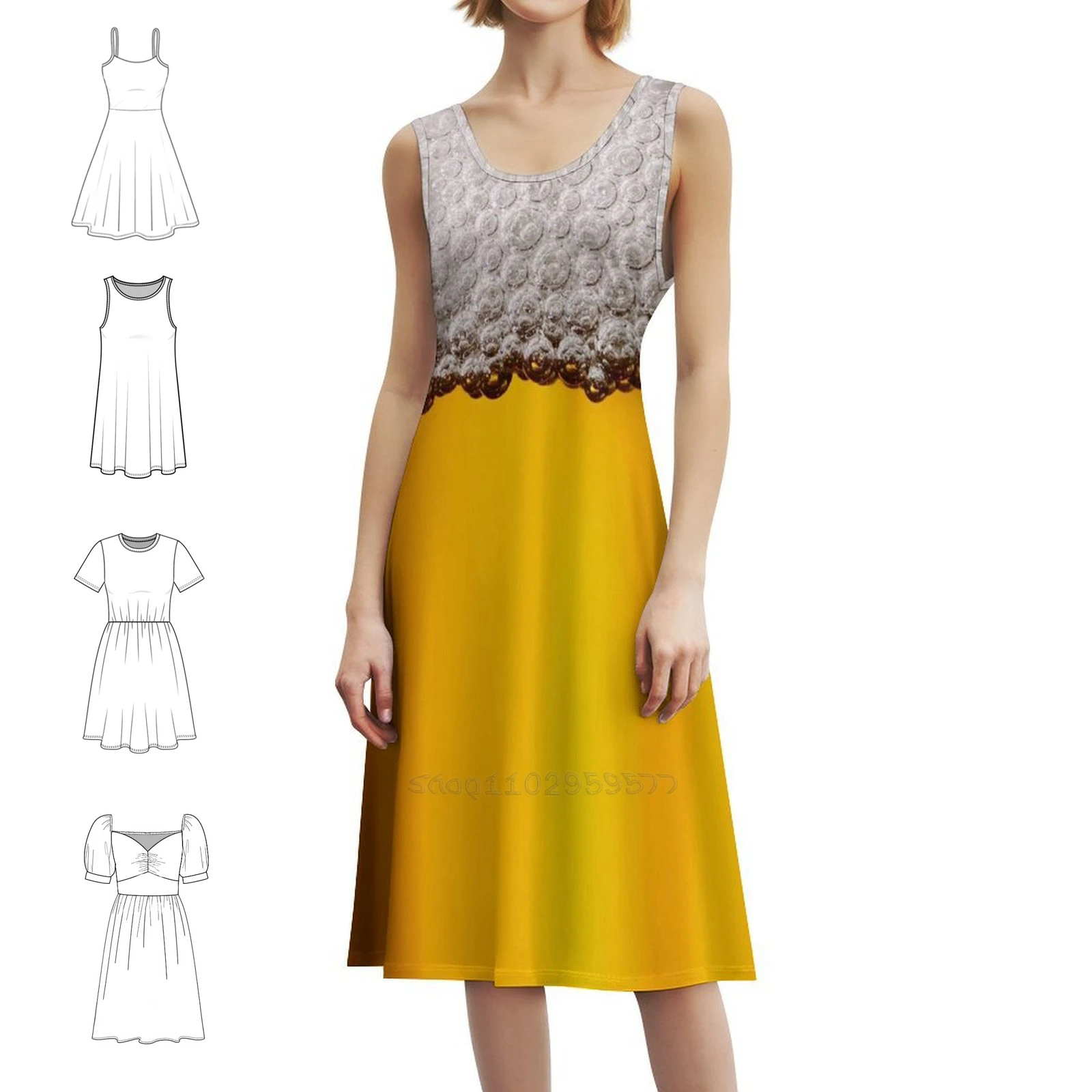 

Мини-платье в консервативном стиле для женщин, свободное повседневное платье трапециевидной формы, повседневное дневное платье, голова пива, женская одежда для лагера