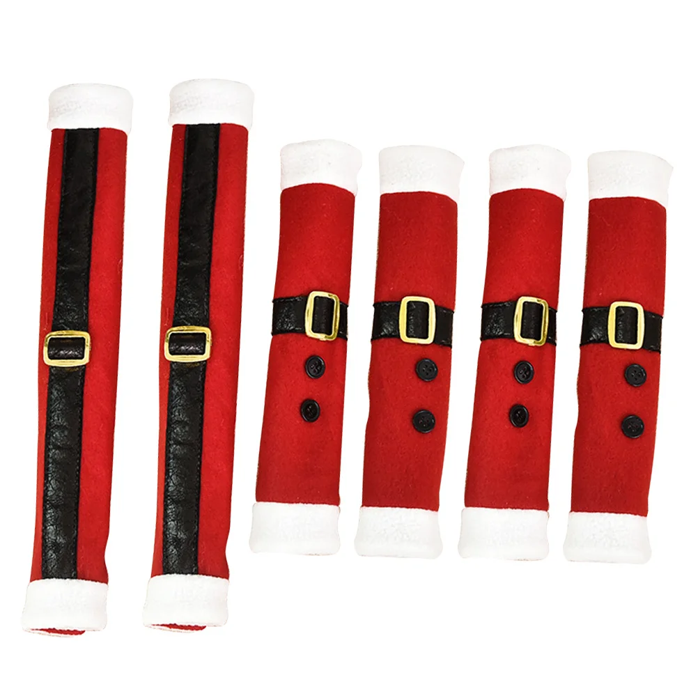 6 قطع من أغطية مقبض الباب الكرتونية قفازات مقبض عيد الميلاد لأجهزة المطبخ والثلاجة وفرن الميكروويف وغسالة الأطباق المزخرفة #4