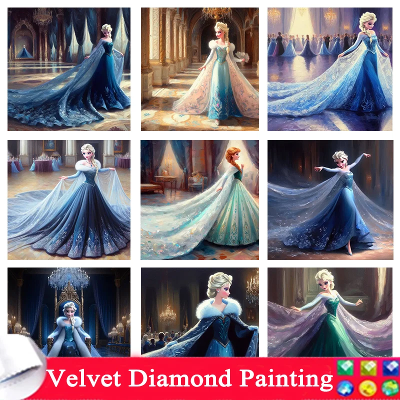 DIY Frozen Princess Aisha Anna Snow Castle Disney Christmas Cartoon Full Diamond Painting Embroidery Wall Art Kid Home Decor 095