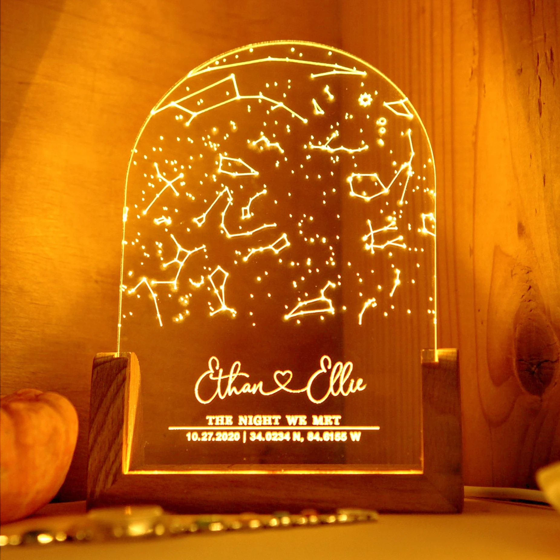 Imagem -06 - Personalizado Constellation Chart Lamp Personalizado Quarto Nightlight para Casais Mãe Pai Amor Família Memorial Day Presente de Aniversário