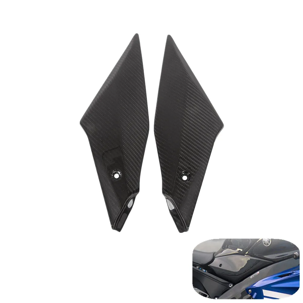 MOTO4U 100% Carbon Fiber Tank Side Panels Fairing Panel Protectors Motorcycle Accessories For Yamaha R1 2015 2016 2017 2018