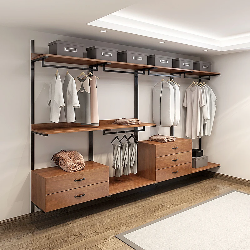

Corner cloakroom shelf Assembly cabinet combination Self-made walk-in open wardrobe Wrought iron coat rack