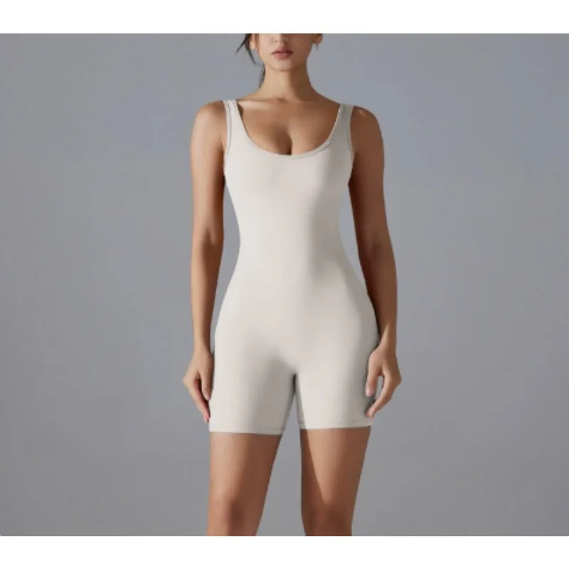 Seamless Yoga Jumpsuits Sports Fitness Backless Rolling buttocks Running Workout Gym One-piece Shorts Tracksuits for Women