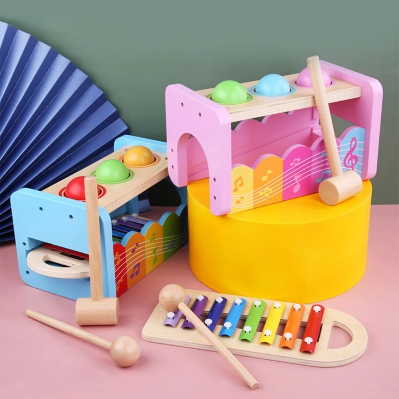 

Early Educational Wooden Hammering Xylophone Musical Instrument Toy Funny Education Pounding Toy for Kindergarten Kids