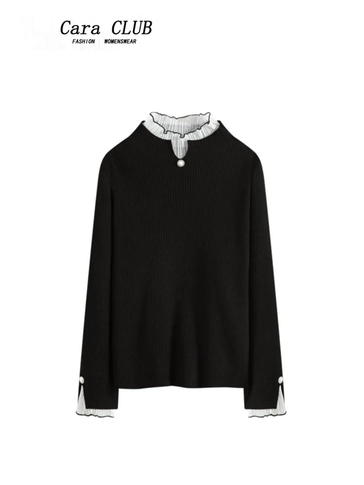 CaraCLUB-suéter de punto largo de talla grande para mujer, cubierta para el vientre de otoño, ilusión adelgazante, Top falso de dos piezas de gama alta