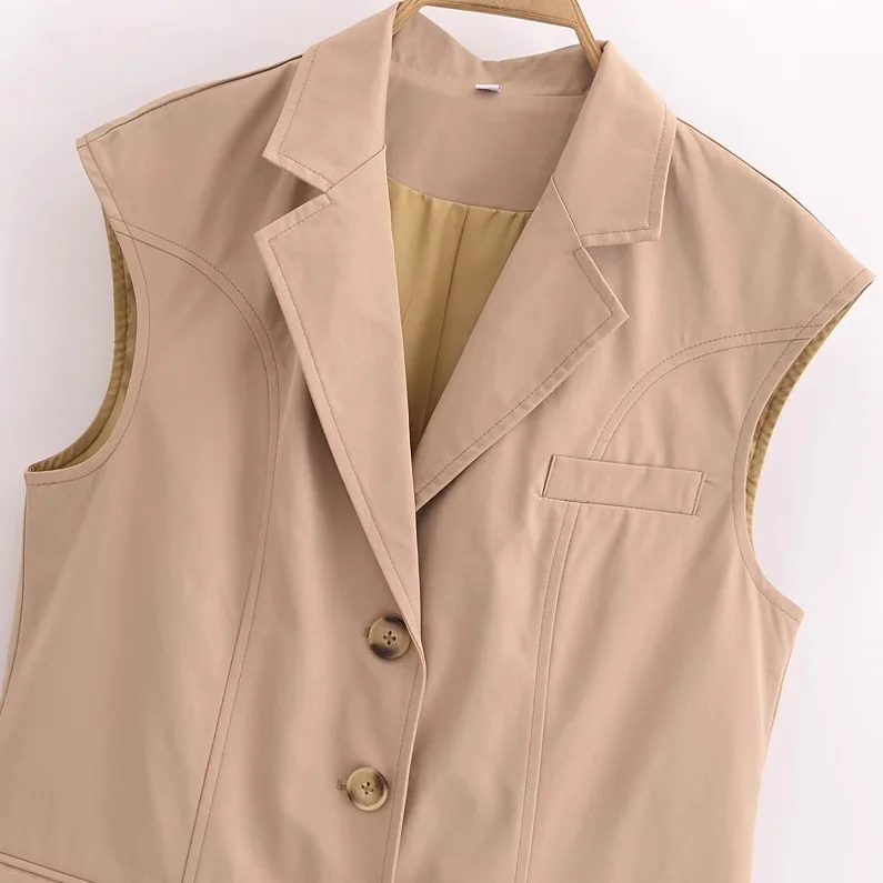 

ZBZA Autumn New Faionable Women's Vest Collared Commute Ready Versatile Sle Polyester Fiber Casual Wear