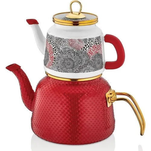 

Schafer Glaze Enamel Teapot Set 4 Piece Red