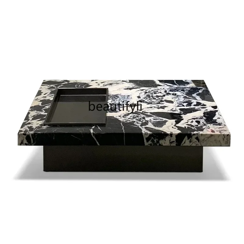 

Natural marble coffee table Italian minimalist living room high-end luxury stone coffee table