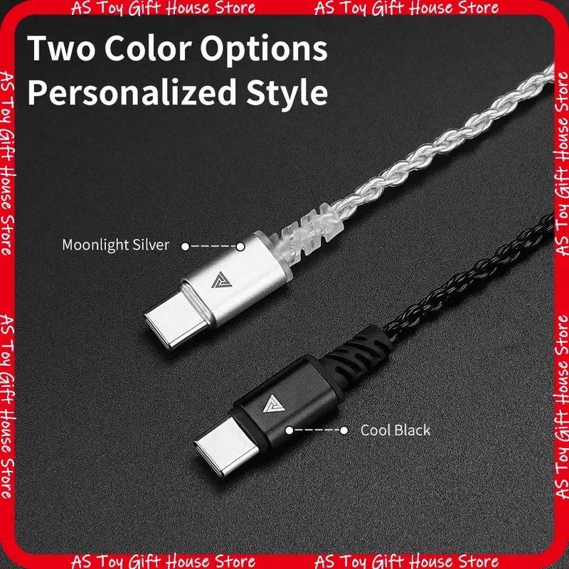 QKZ TC 100 Kopfhörer-Upgrade-Kabel, vieradrig, versilbert, 2-Pin Typ C mit HD-Mikrofon für audiophile In-Ear-Kopfhörer