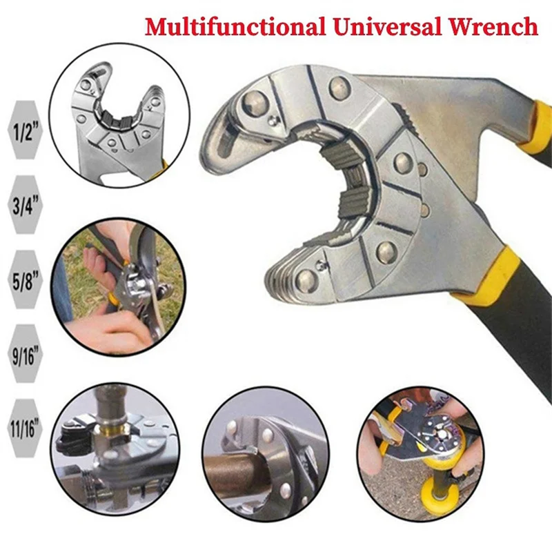 AT29-1 Piece Multifunctional Adjustable Universal Wrench Clamp Machine Workshop Tool Maintenance Tool 8-Inch