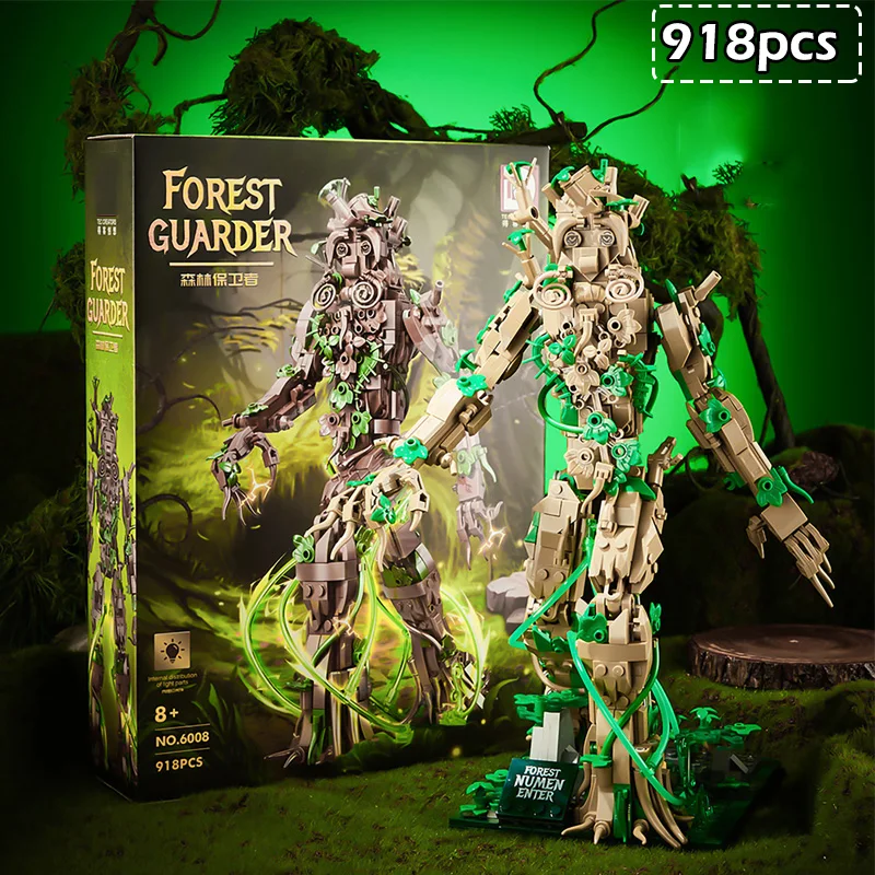 

MOC 918pcs Forest Tree People Model Building Block Set With Light Cartoon Movie Series Collectible Assembled Bricks Toy Boy Gift