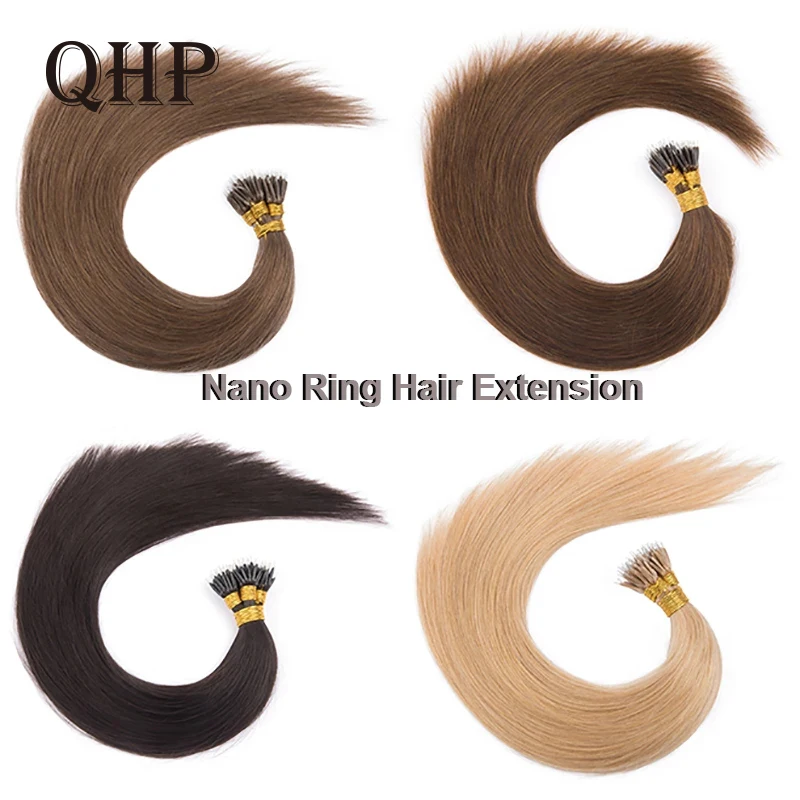 

Straight Nano Rings Human Hair Extension Machine Remy Micro Beads Ring Hair Extensions 0.8g/1g/Strand 12-26Inch Natural Color