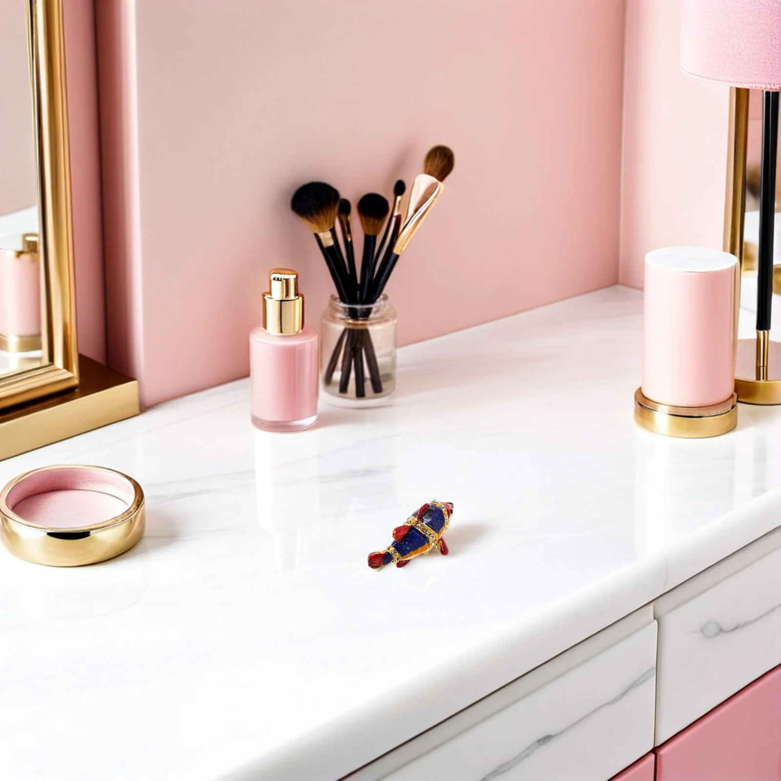 กล่องใส่เครื่องประดับวินเทจรูปปลา ทำจากโลหะผสมสังกะสี ประดับด้วยคริสตัล กล่องเก็บเครื่องประดับขนาดเล็ก ที่ใส่แหวน ที่เก็บต่างหู กล่องเก็บของที่ระลึกตกแต่ง