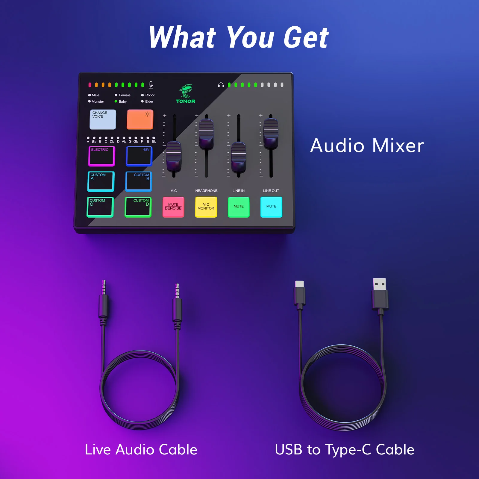 Interfaz de audio para juegos, mezclador de audio RGB con preamplificador profesional, canal XLR, compatible con entrada de instrumentos, controles de volumen independientes
