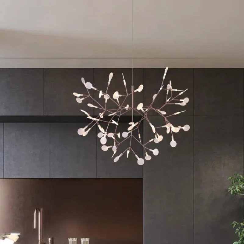 

Nordic Circular Living Room Kitchen Corridor Postmodern Chandelier Tree Branch Design Firefly Light LED Light