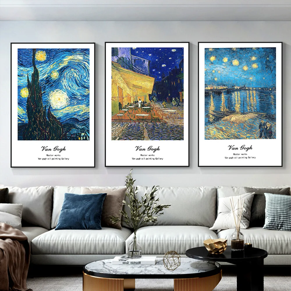 Van Gogh Starry Night Sunflower Harvest Wall Art Poster Famous Mural Modern Home Decor Canvas Picture Print Living Room Decorate