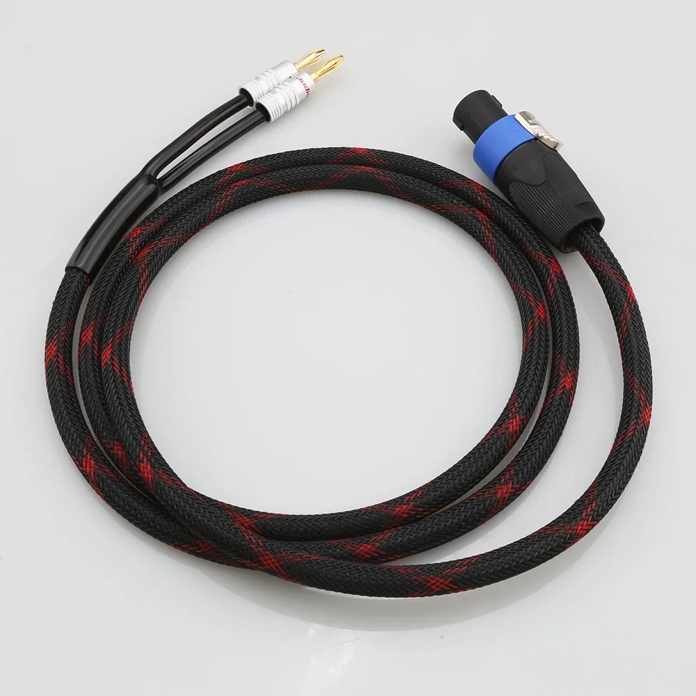 

Audiocrast Stage Quality Speaker Cable 4 Pin Speakon to Dual Banana Spade Y Plug OFC Audio Cable for Professional Use