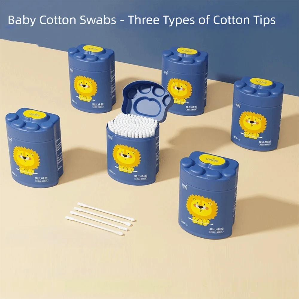 مسحات قطنية عالية الجودة برأسين يمكن التخلص منها مع صندوق تعبئة تنظيف برعم القطن مسحات قطنية للمكياج للاستخدام المنزلي