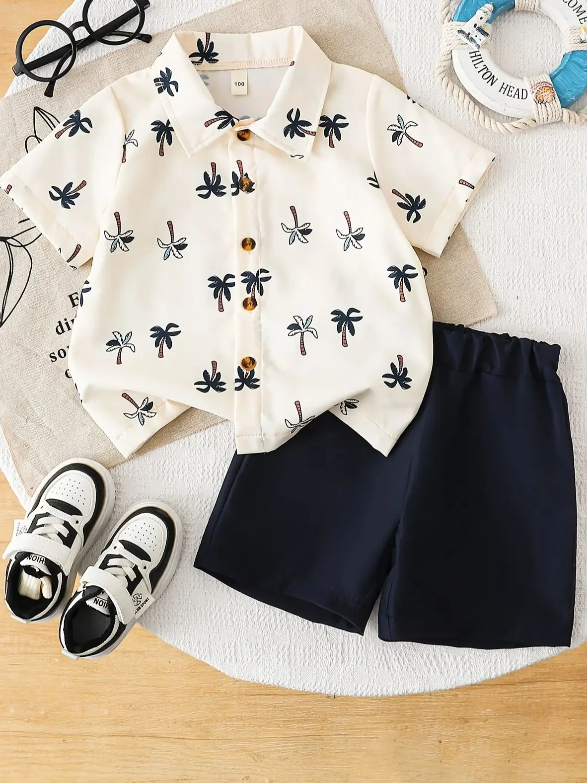 Summer boys' two-piece casual shirt set with refreshing and lively style, suitable for daily outings and kindergarten wear