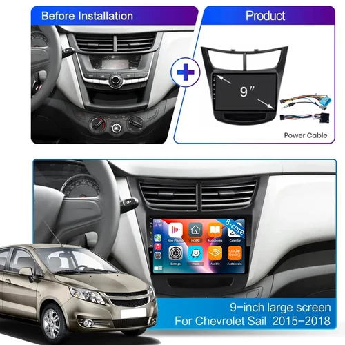 Imagen 2 del producto Para Chevrolet Sail aveo 2015 2016 2017 2018 2019 2020 2022 carplay Android 15 DSP 2 din 4G NET Radio de coche reproductor de vídeo Multimedia