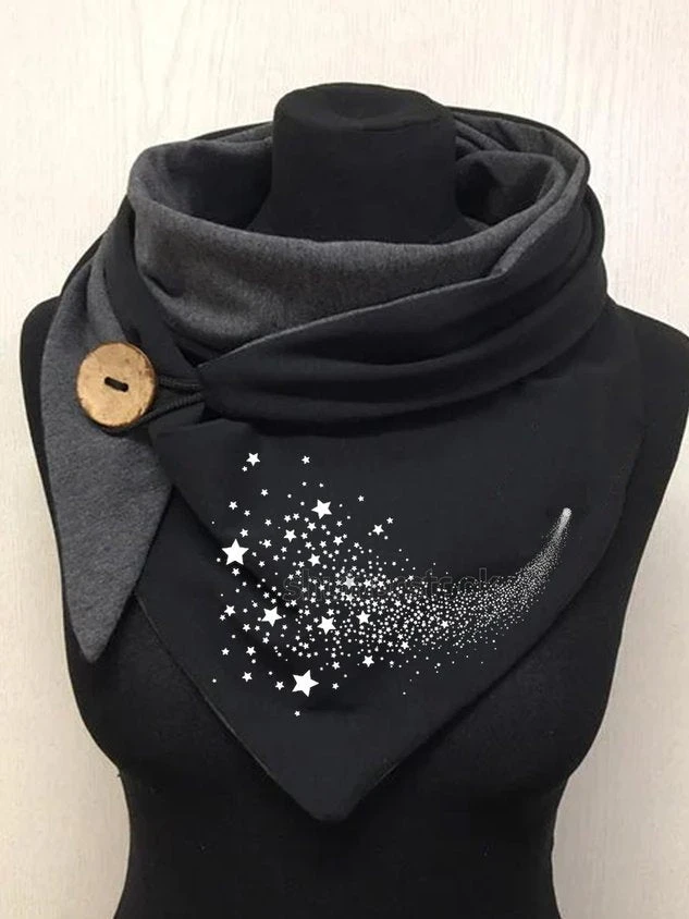 Winddicht Warm Star Symbool 3D Print Casual Sjaal En Sjaal Voor Vrouwen