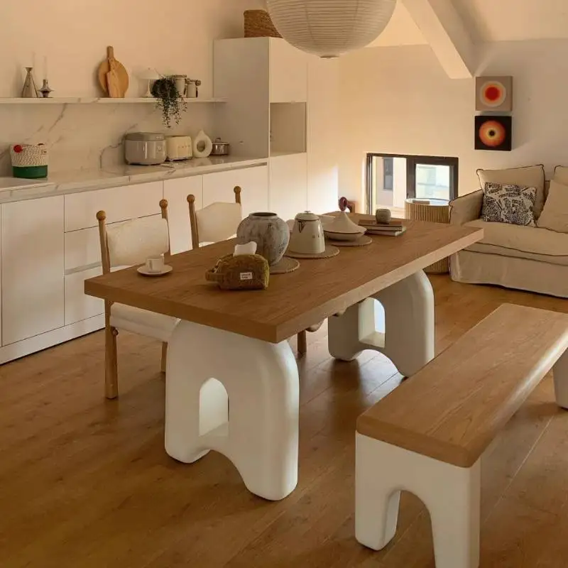 Imagen 3: Mesa de comedor de diseño con patas blancas, muebles de lujo para jardín, mesa de comedor de madera, mesa de conferencias, mesa de jantar para el hogar