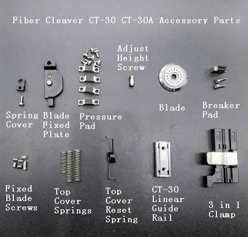 

Fiber Cleaver CT-30 CT-30A Replacement Fiber Holder/ Spring Cover/Rubber Pads/Blade Holder/Linear Rail/High Screw/Breaker Pad