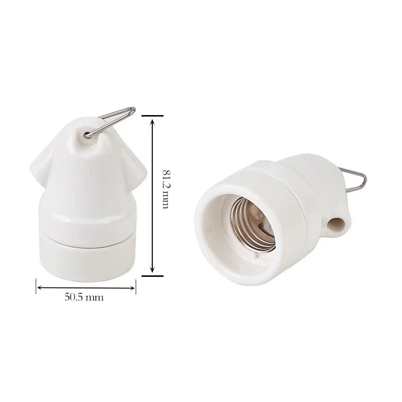 E27 E26 Portalampada in ceramica vintage con gancio Portalampada Edison impermeabile per lampadine ad alta temperatura, illuminazione fai da te da tavolo a parete