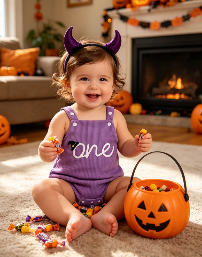 Embroidery Letter - Bodysuit Selempang Halloween Bayi Usia 0-2