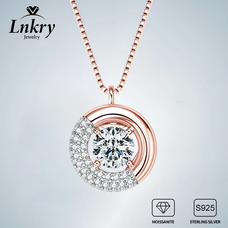 

Lnkry 6.5mm/8mm/9mm Moissanite Necklace 925 Sterling Silver Two Colors Pendant Necklaces For Women 2025 Hot Jewely Gift