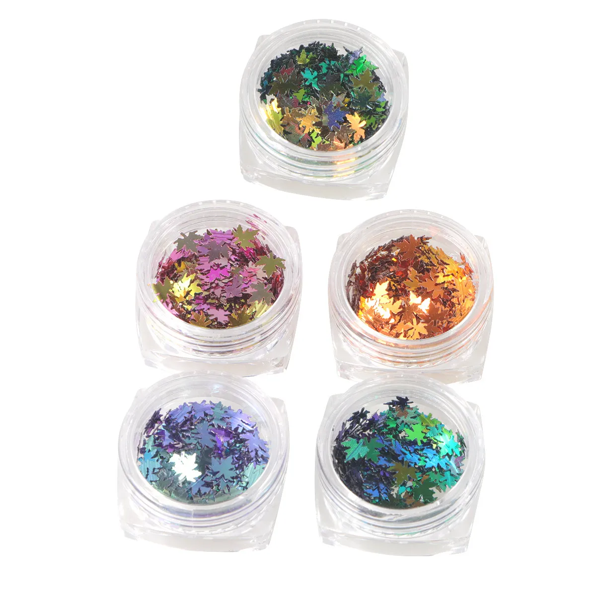 5 Boxes Gradient Maple Leaf Nail Sequins Colorful Manicure Shining Pieces Nail Art Decorator DIY Nails for Women
