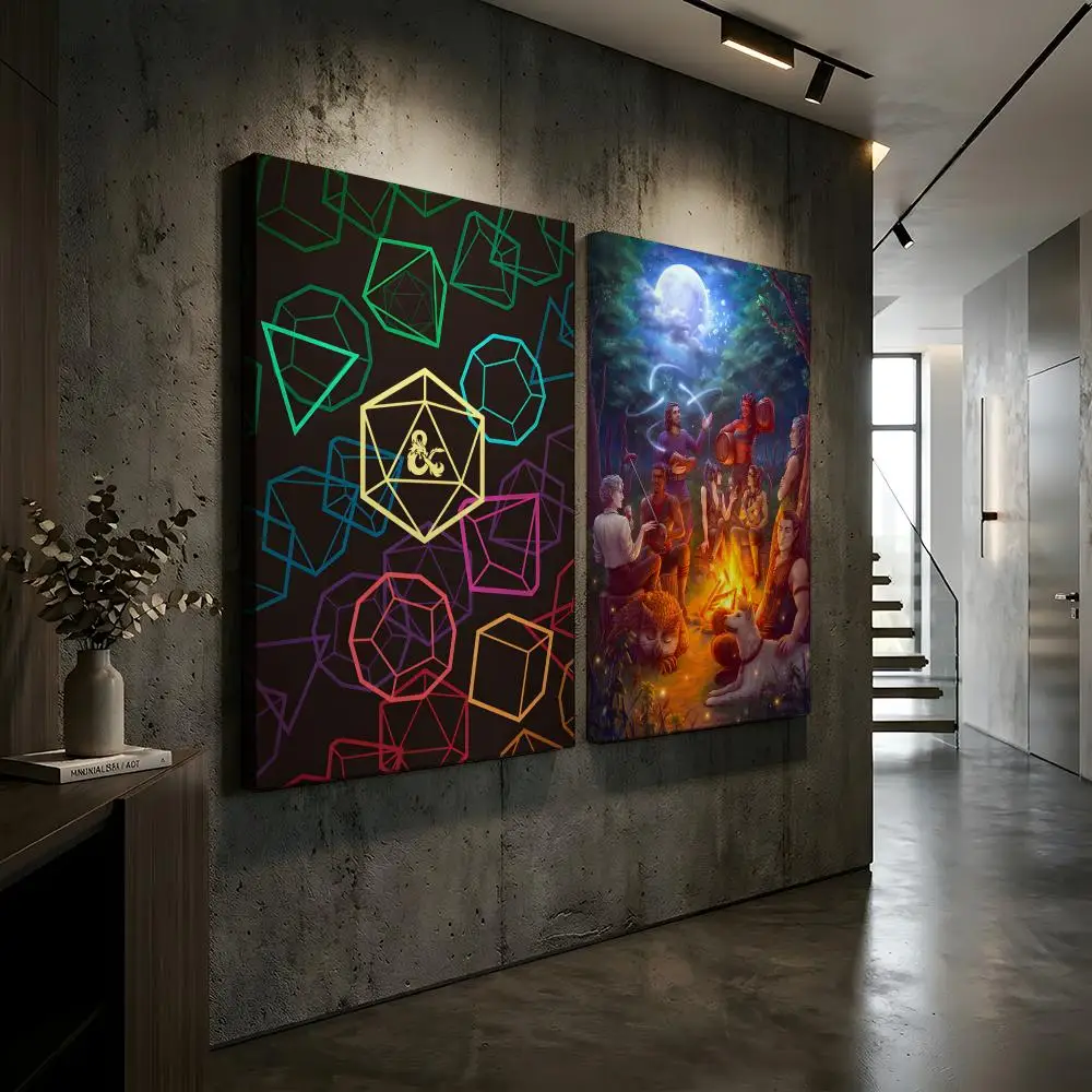 Game D-Dungeons And D-Dragons Framed Wall Painting Canvas Wall Art Inner Frame Waterproof Home Decor For Living Room