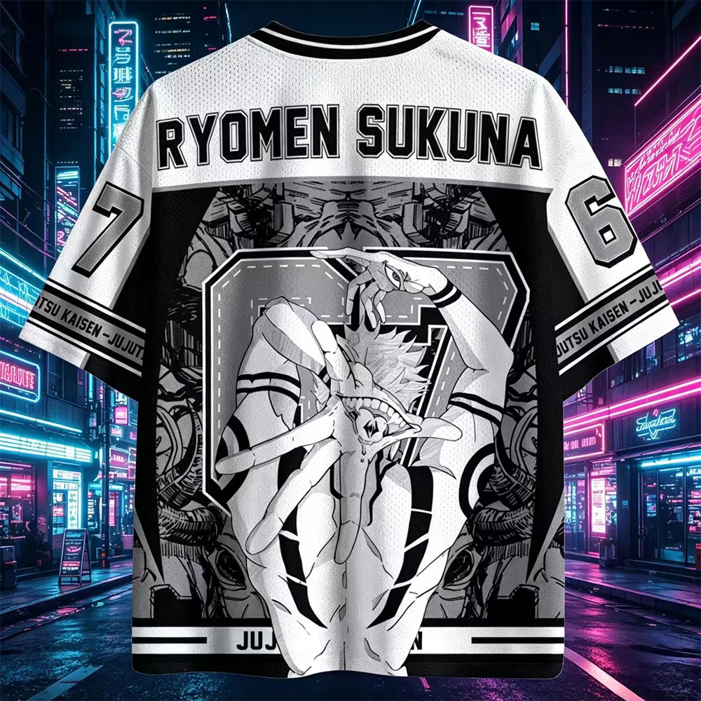 Ryomen Sukuna Jujutsu Kaisen Anime Printed Jersey Short Sleeve Breathable Loose Oversized Unisex No.67 Casual Sports T-Shirt
