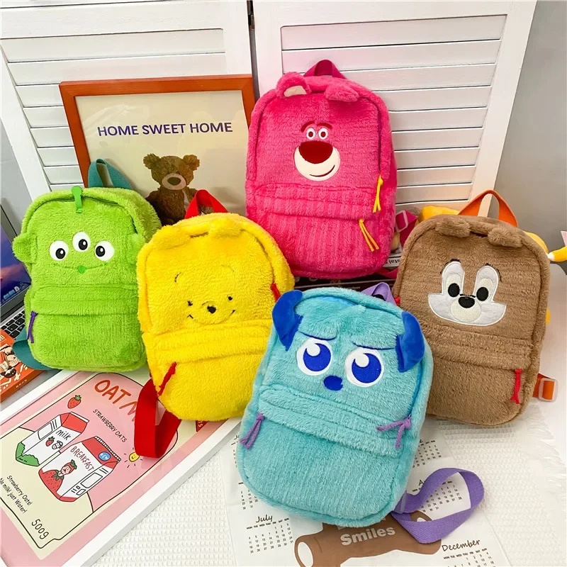 

Disney Japanese Cute Cartoon Furry Monster Three-eyed Plush Fashionable and Versatile Children's Adult Backpack Girl Bear Bag