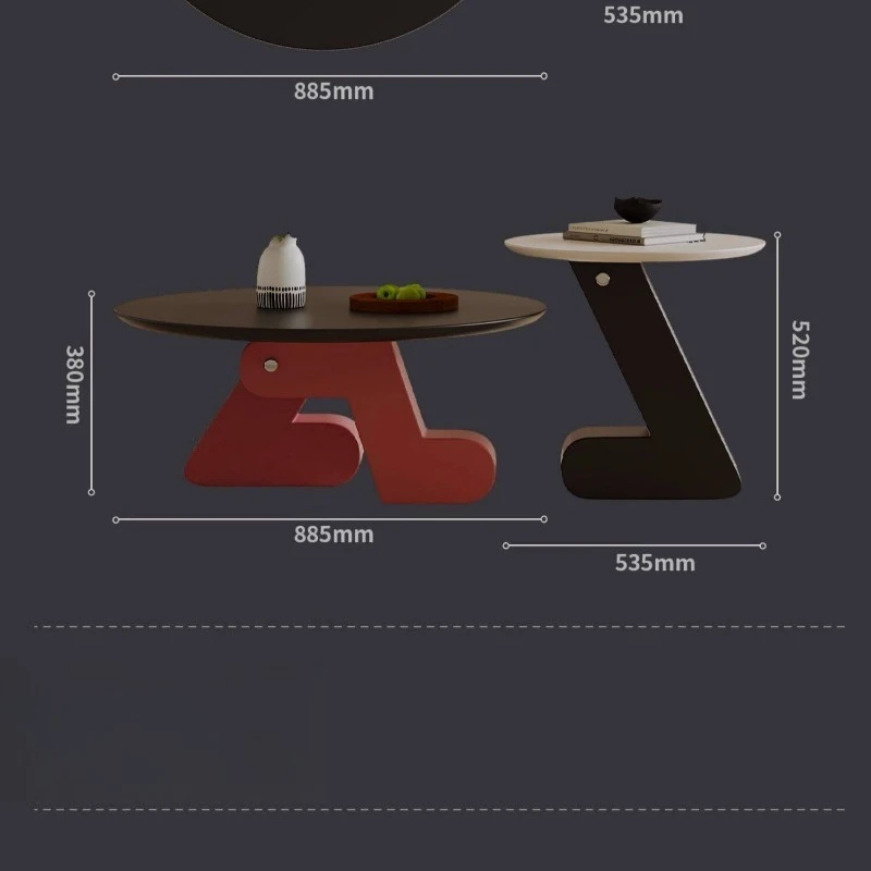 Italian minimalist coffee table combination living room household round dopamine art cute creative designer new light luxury