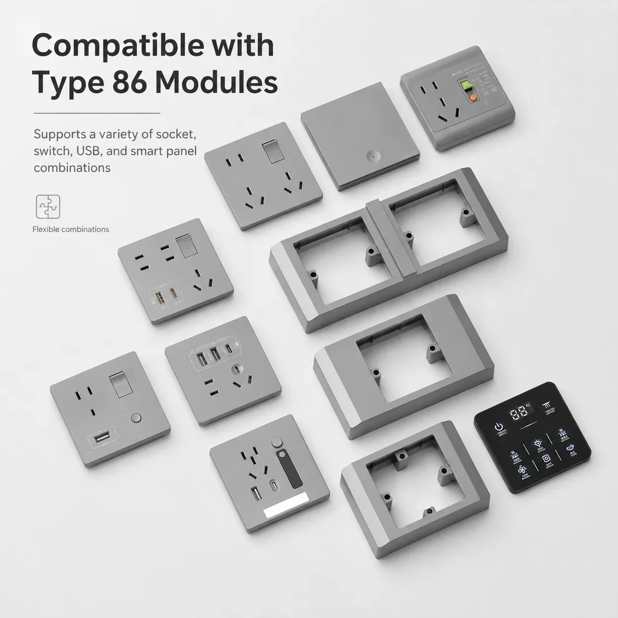 Universal Base Conversion Bracket 118 to 86 Type for Horizontal & Vertical Switch Socket Panel - Two-Position Versatile Installa