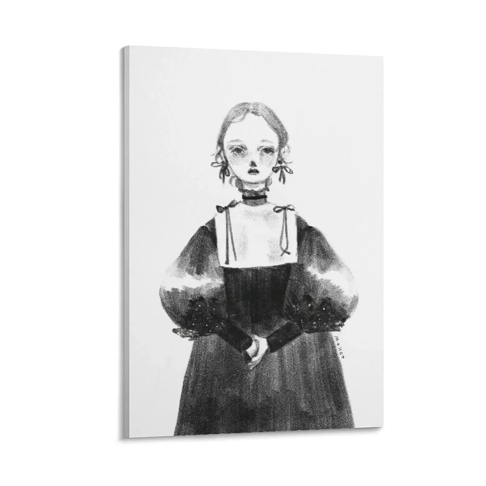 

A girl in a black dress. Canvas Painting house decorations pictures for wall room decors aesthetic Luxury living room decoration