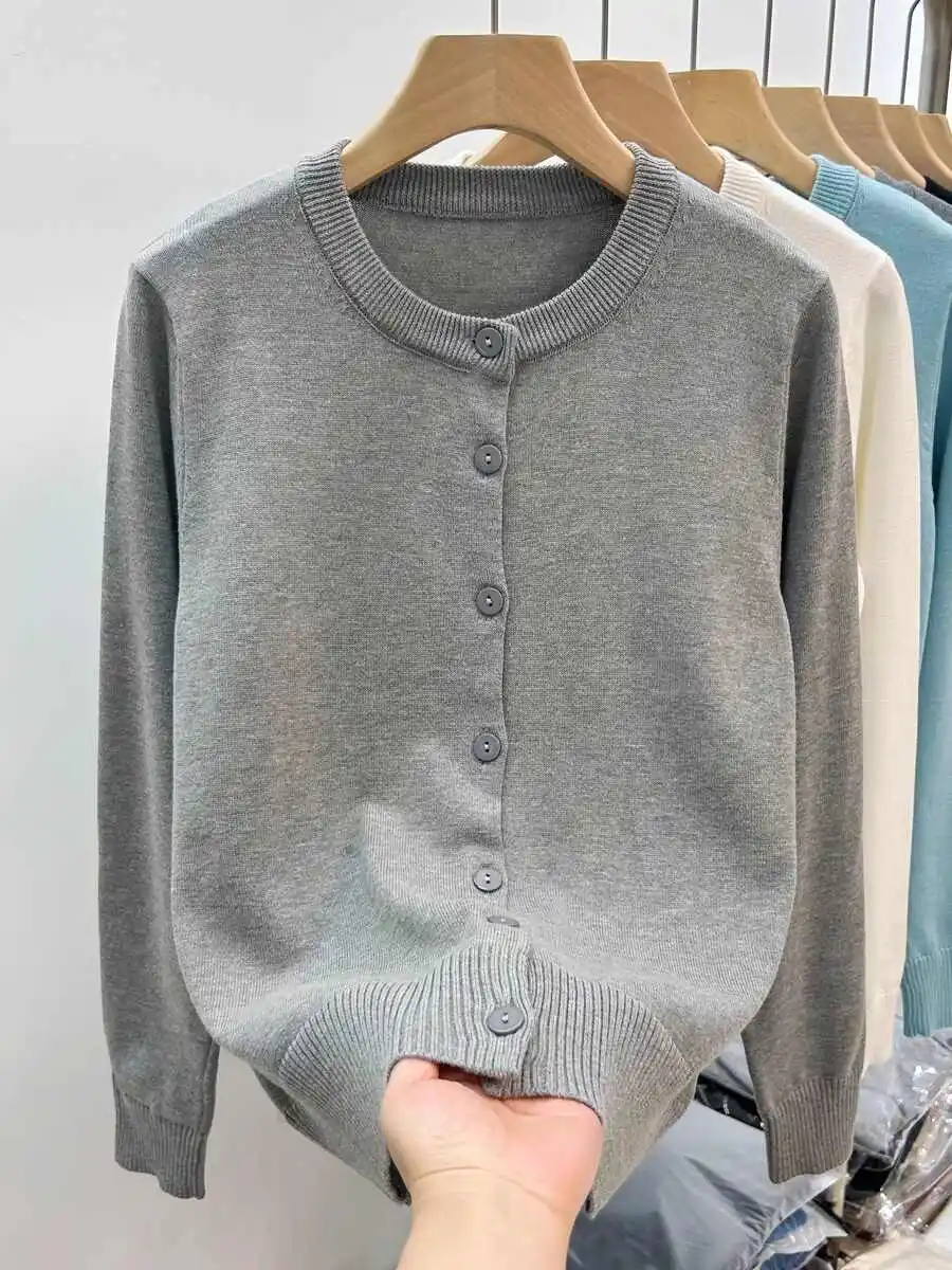 Sueter Feminino Knitted Sweater Women Cardigans 2026 Fashion Long Sleeve O-Neck Knit Sweater Cardigan Women Tops Knitwears Q6471