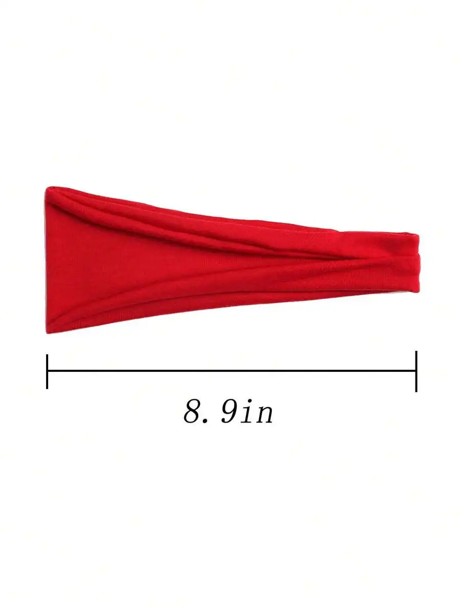 

Solid Red Minimalist Women Headband Soft Elastic Hair Band For Yoga Sports Casual Wear