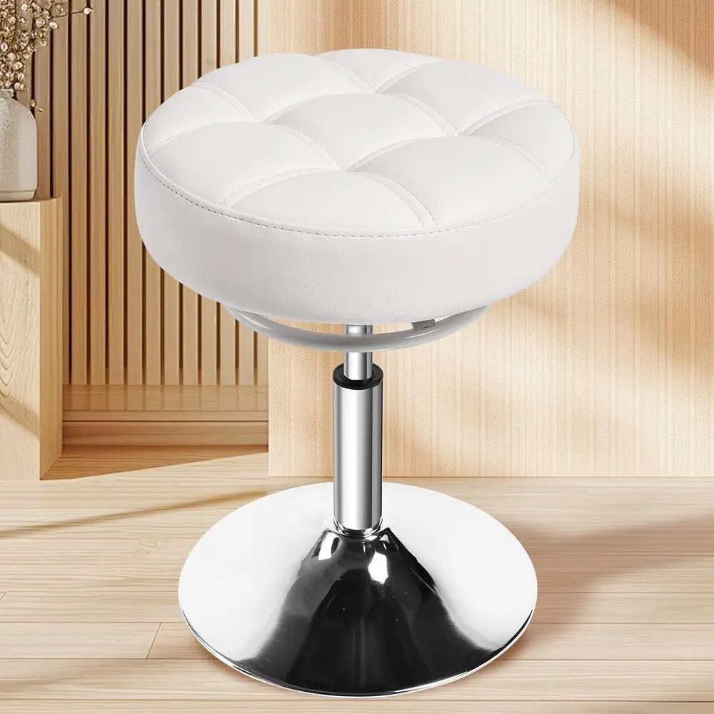 

Adjustable Ottoman Vanity Stools - 360° Swivel Height Adjustable，Comortable aux Leather，Rubber Protective loor Makeup Stool or B
