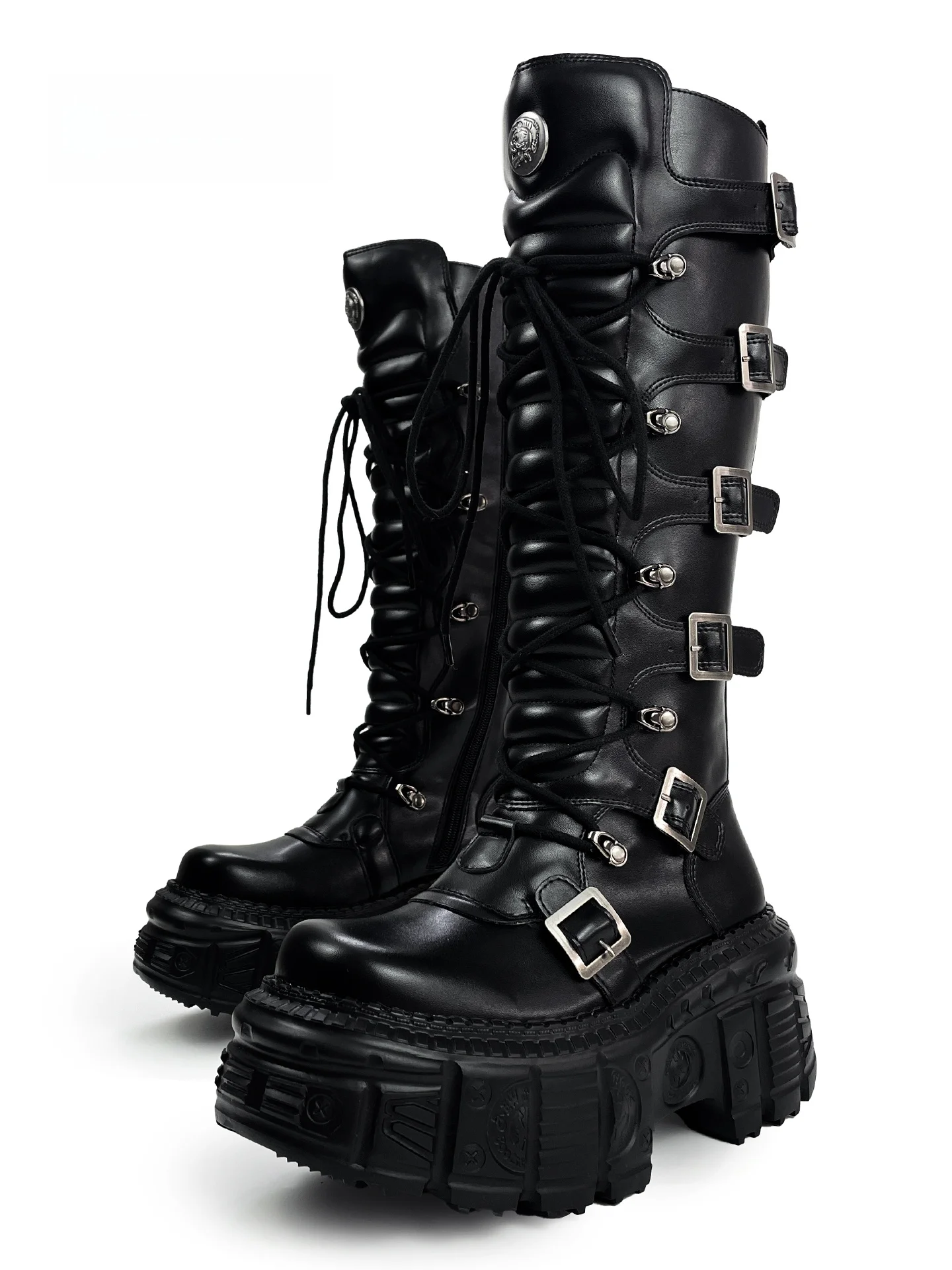 MIbvias Cyber Punk High Tube Fashion Boots Women's Motorcycle Style Heightening 9CM Thick Bottom Chic Girl Boot