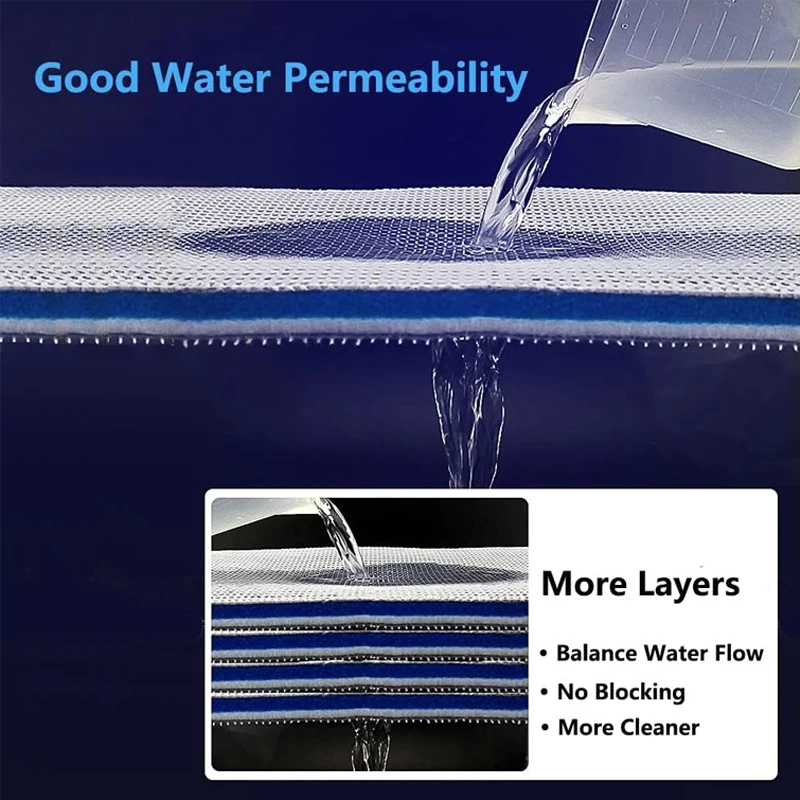 Aquarium Filter Media, Newly Premium 8-Layer Filter Pads for Aquarium, Fish Tank Sponge Pad Foam Filter