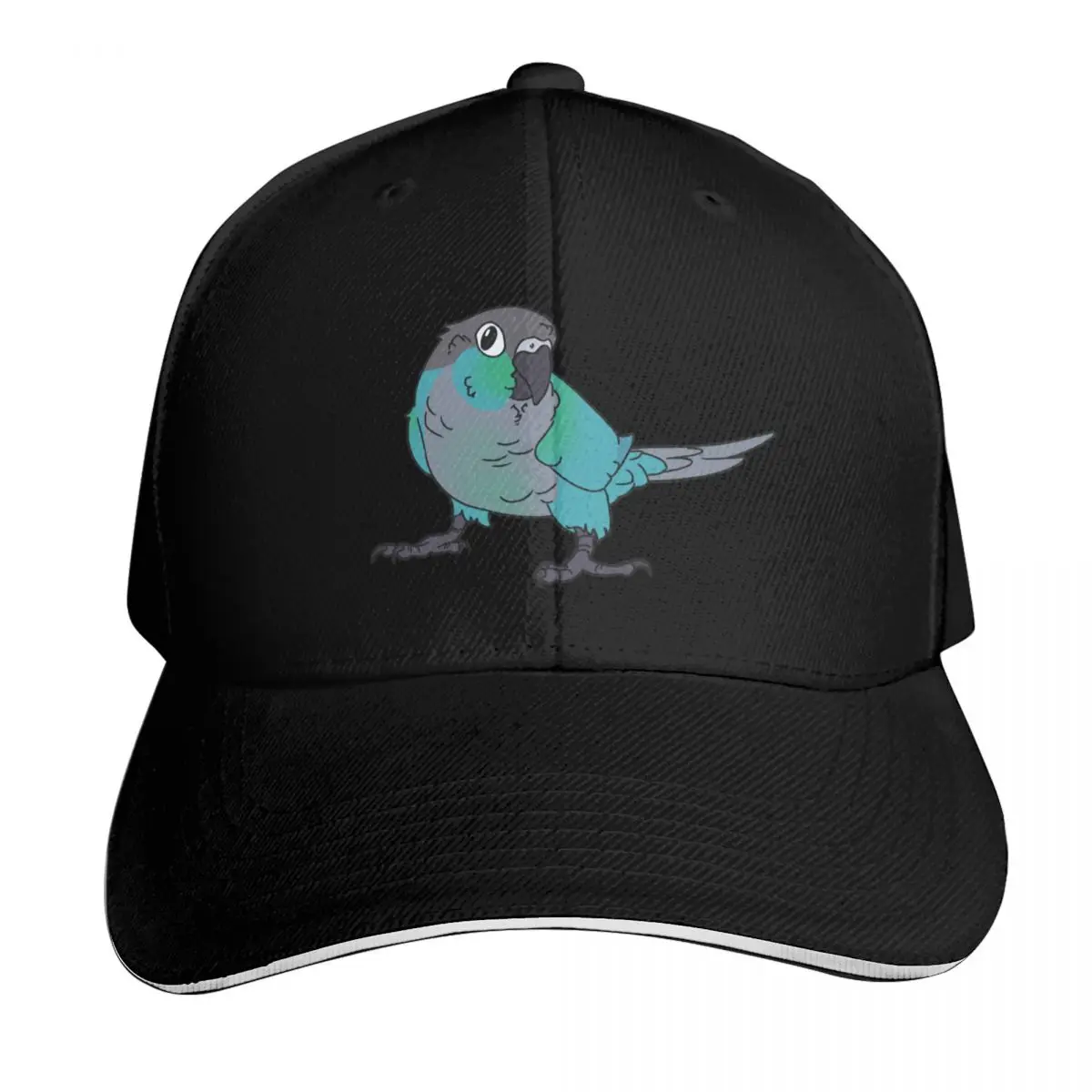 Turquoise Green Cheeked Conure Baseball Cap Six Panel Structured Crown Sun Protection UPF 50+ Breathable Mesh Back