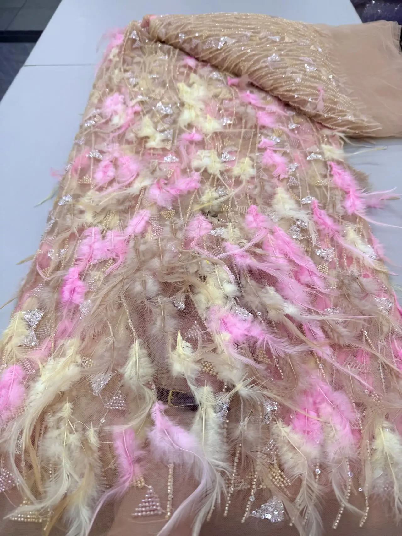 

Сетчатая африканская кружевная ткань с блестками, дизайнерские ткани по метрам, высокое качество, тюль, бисер, свадебные платья, вышивка, 5 ярдов