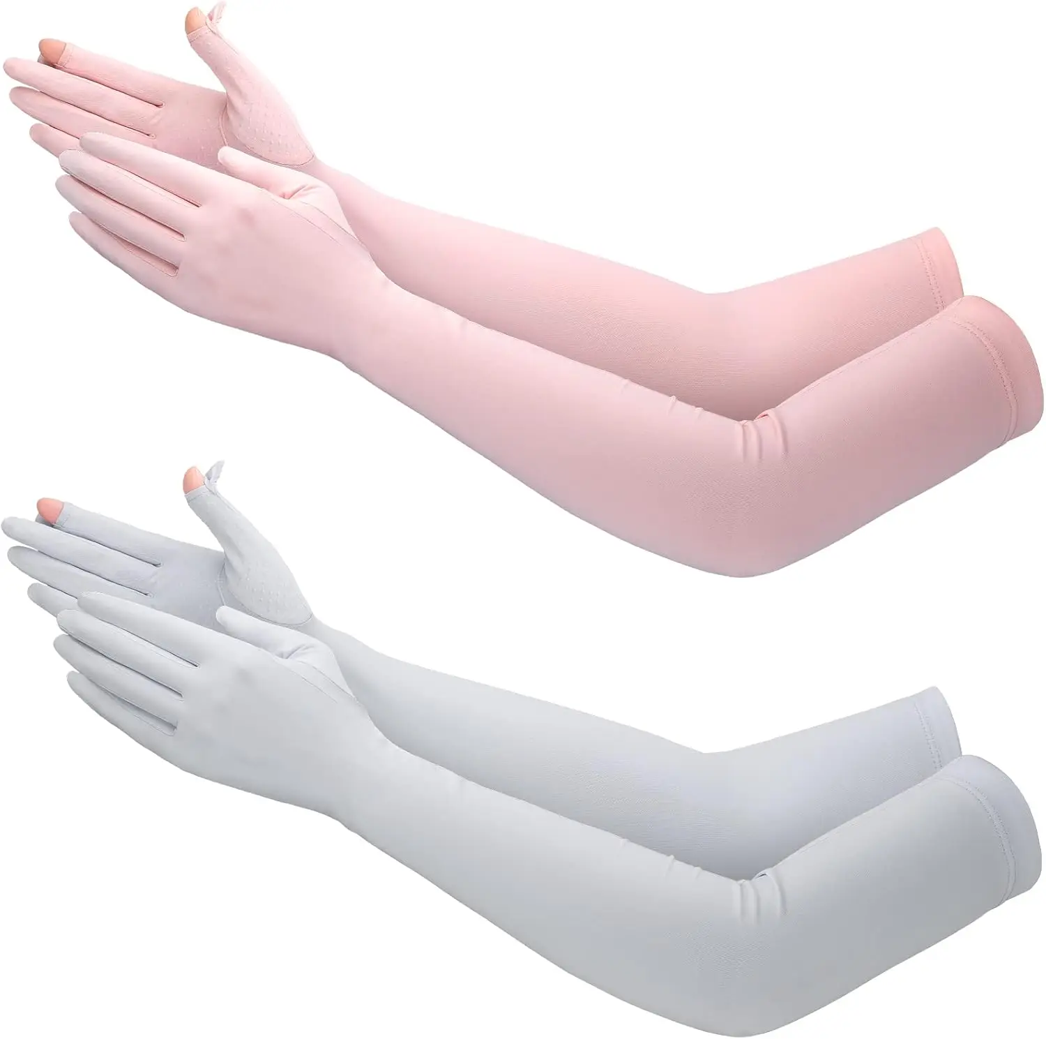 

2 Pairs UV Long Sun Gloves for Women Men Non Slip Driving Full Finger Arm Protection Outdoor Sports