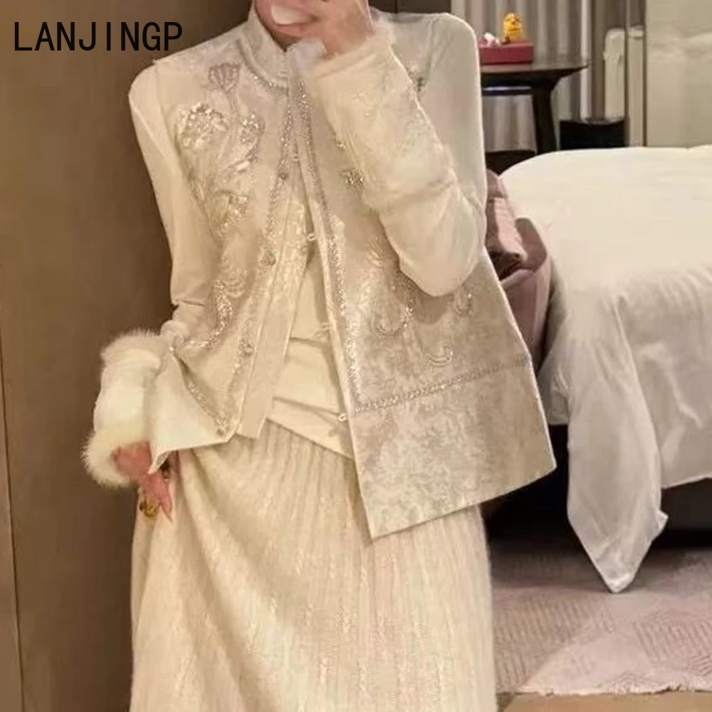 2025 high-end spring Chinese-style new beaded sequined national style vest vest French heavy industry embroidered top vest