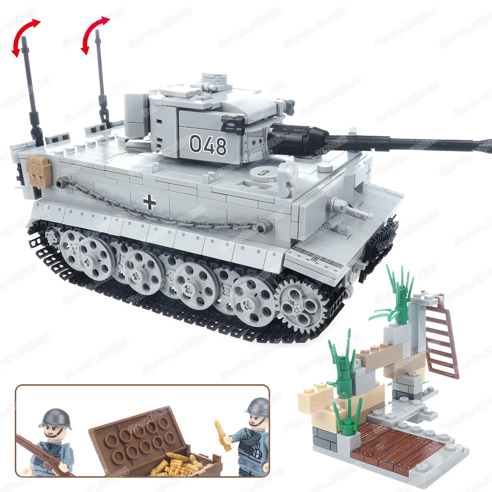 Military Tiger Tank Building Block Assembled WW2 Figures Heavy Weapons Code Name Sd.Kfz.181 War Scenes Model Child Gift Boy Toys